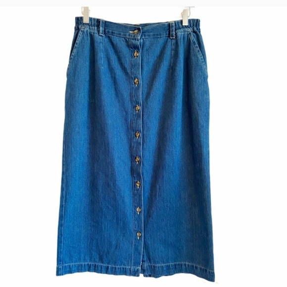 Vintage 90's midi button down jean skirt